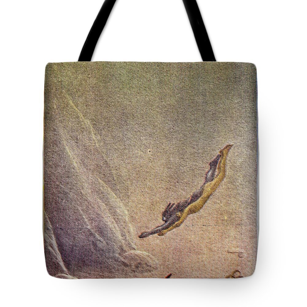 Shaman Tote Bag featuring the photograph They arrived at the abode of the Water-god v2 by Historic illustrations