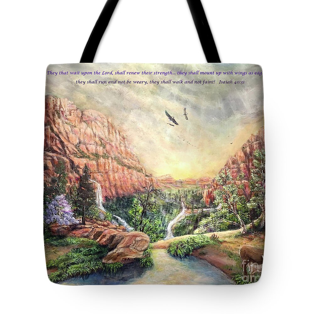 Zion Tote Bag featuring the painting They Shall Mount up with wings as Eagles by Bonnie Marie