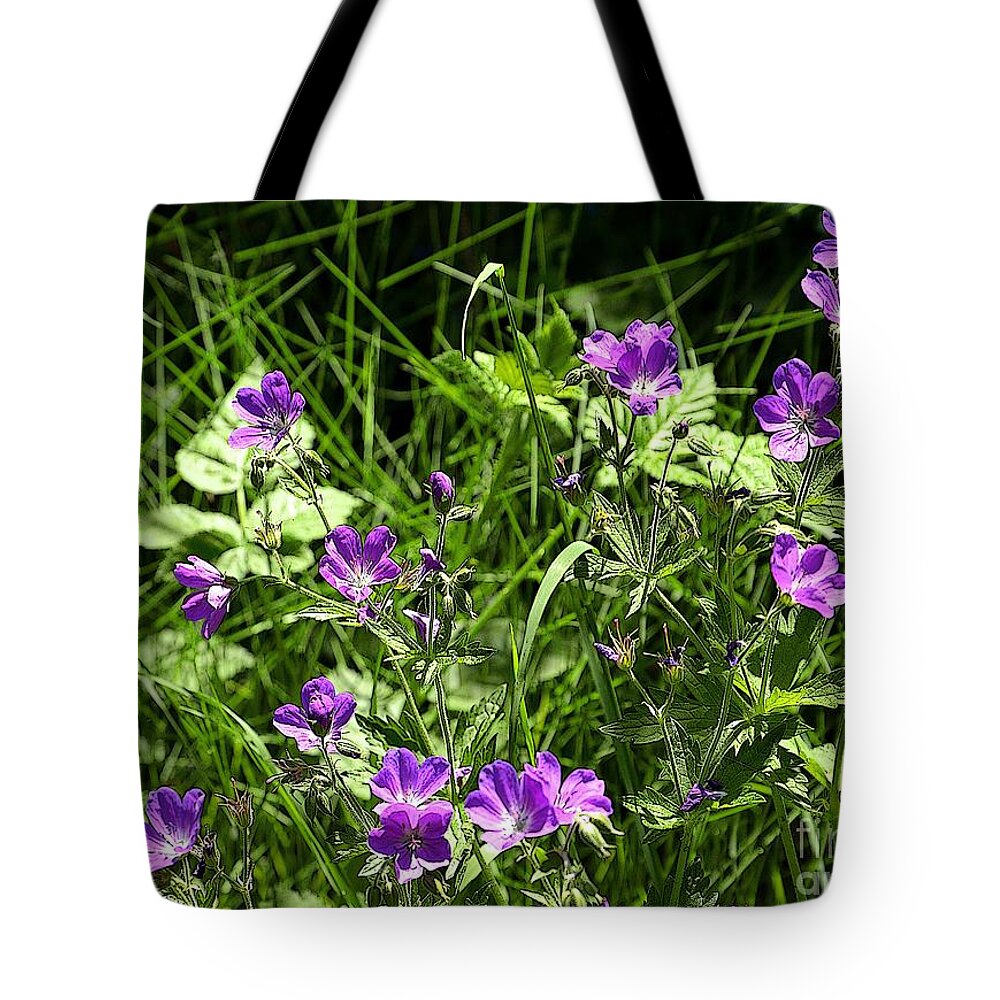 Wildflowers Tote Bag featuring the photograph They Whisper Spring is Coming as Sweet Wildflowers are Blooming by Ramona Matei