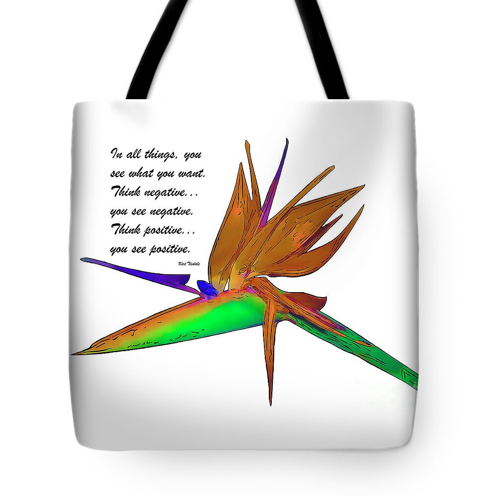 Floral Tote Bag featuring the digital art Think Positive by Kirt Tisdale