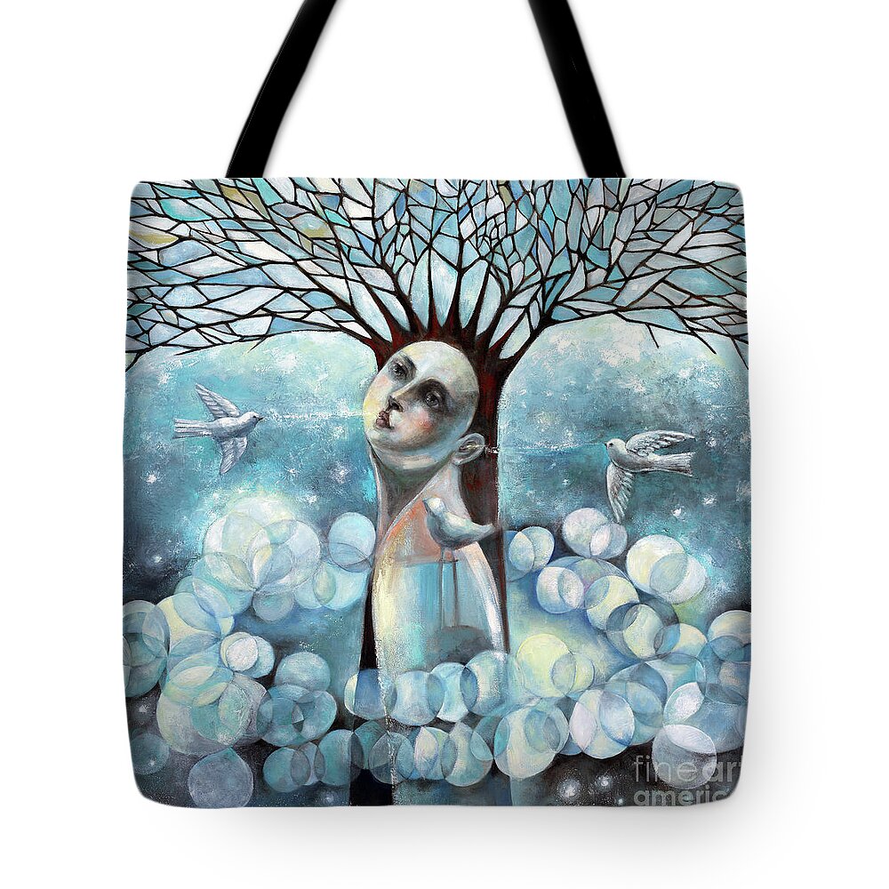 Thinking Tote Bag featuring the painting Thinking Tree by Manami Lingerfelt