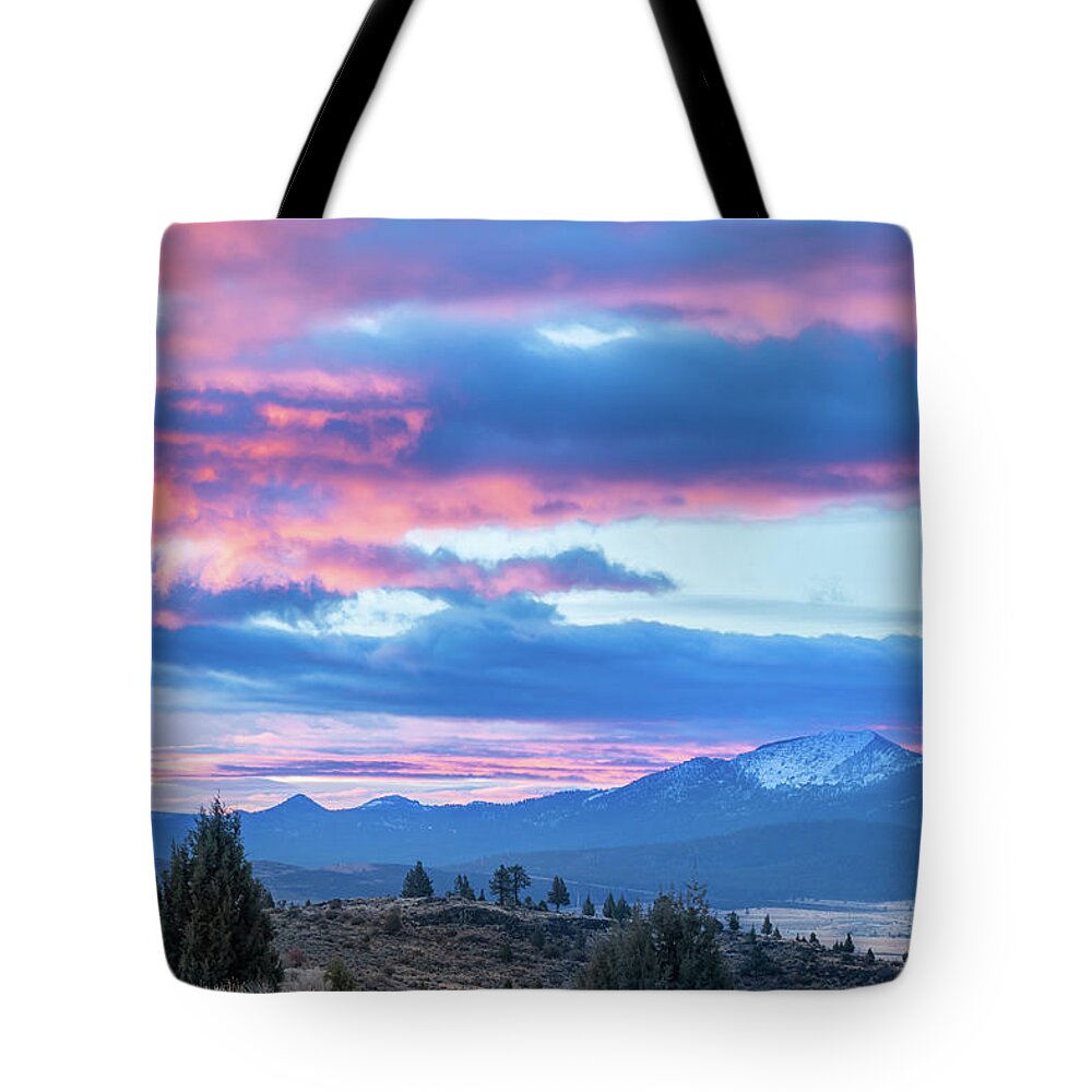 Thompson Peak Tote Bag featuring the photograph Thompson Peak Sunrise by Randy Robbins