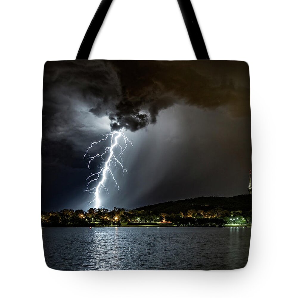 Lightning Tote Bag featuring the photograph Thor Strike by Ari Rex