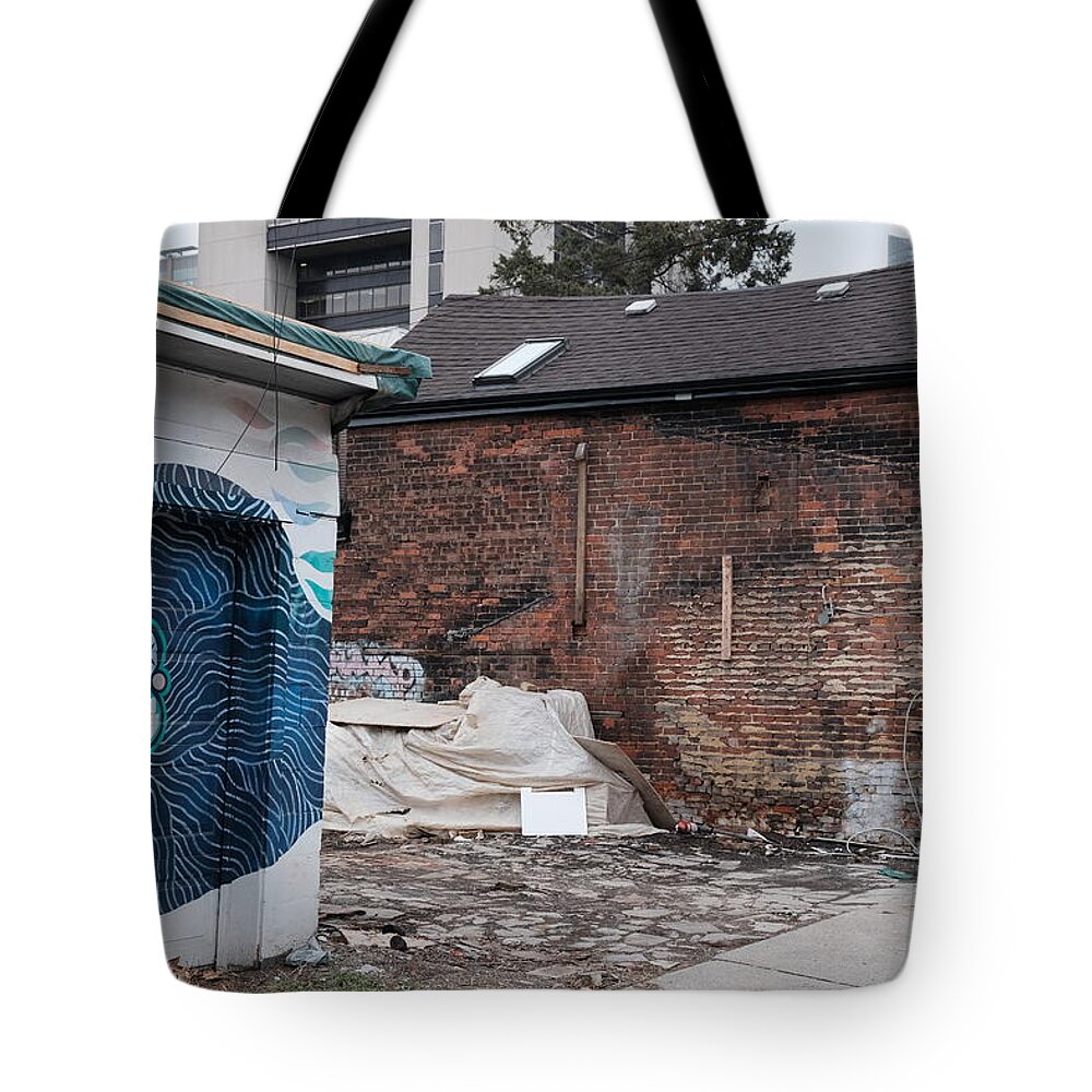  Tote Bag featuring the photograph Thoughts On Stuff Under A Pale Tarp by Kreddible Trout