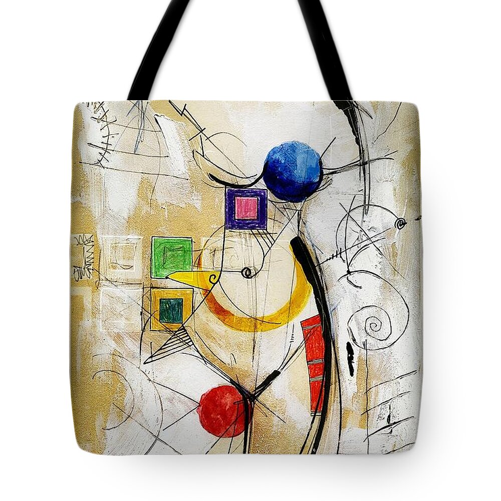 Nude Female Color Drawing Mixed Media Tote Bag featuring the mixed media Threads of toil are slowing down by Kasey Jones