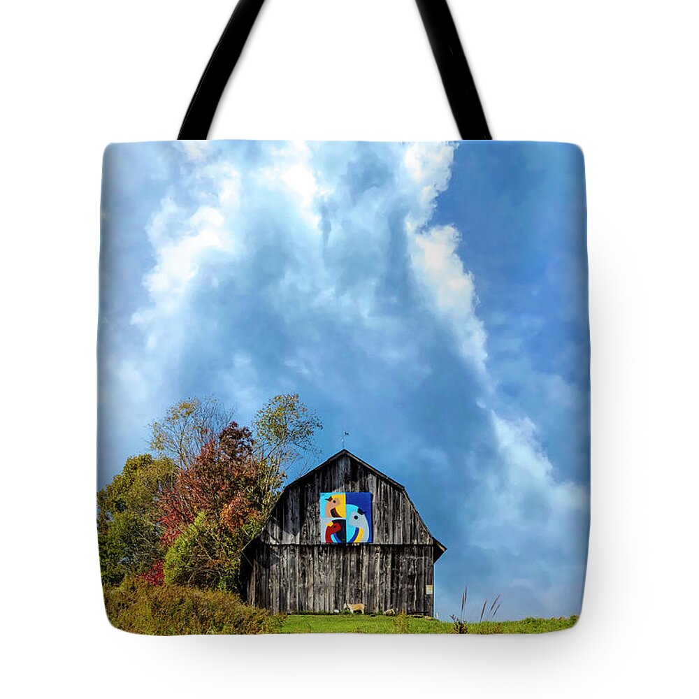 Virginia Tote Bag featuring the photograph Three Birds Farm Barn Clouds by Debra and Dave Vanderlaan