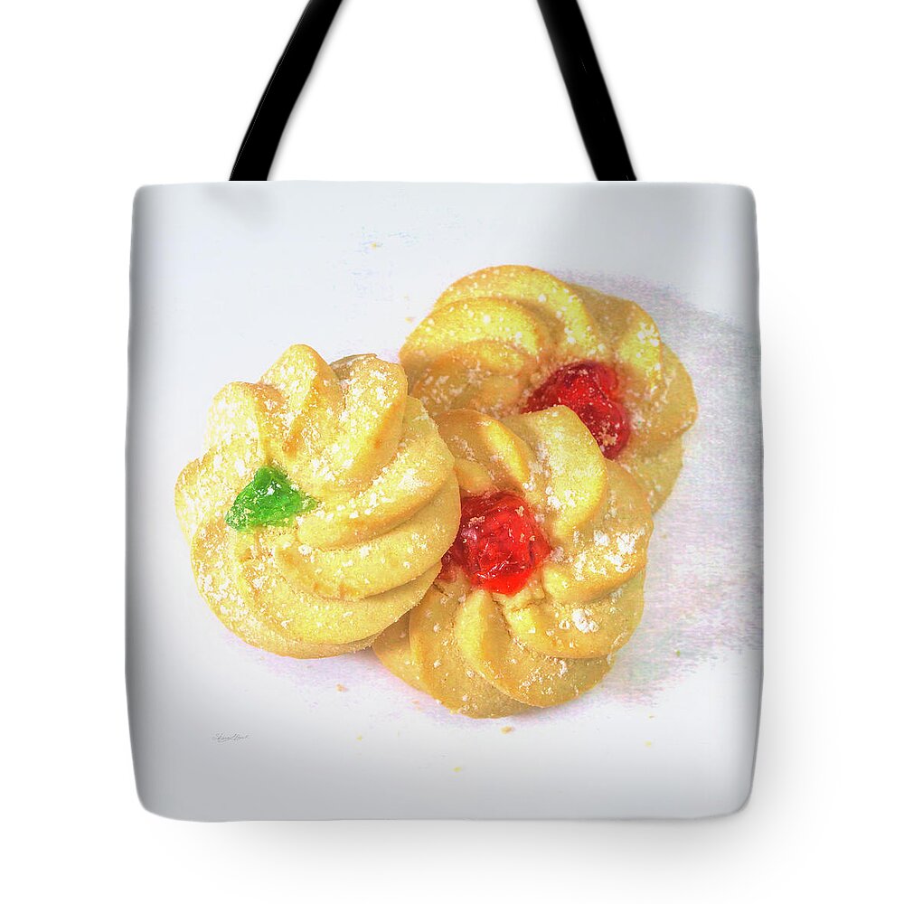Three Cookies Tote Bag featuring the photograph Three Cookies by Sharon Popek
