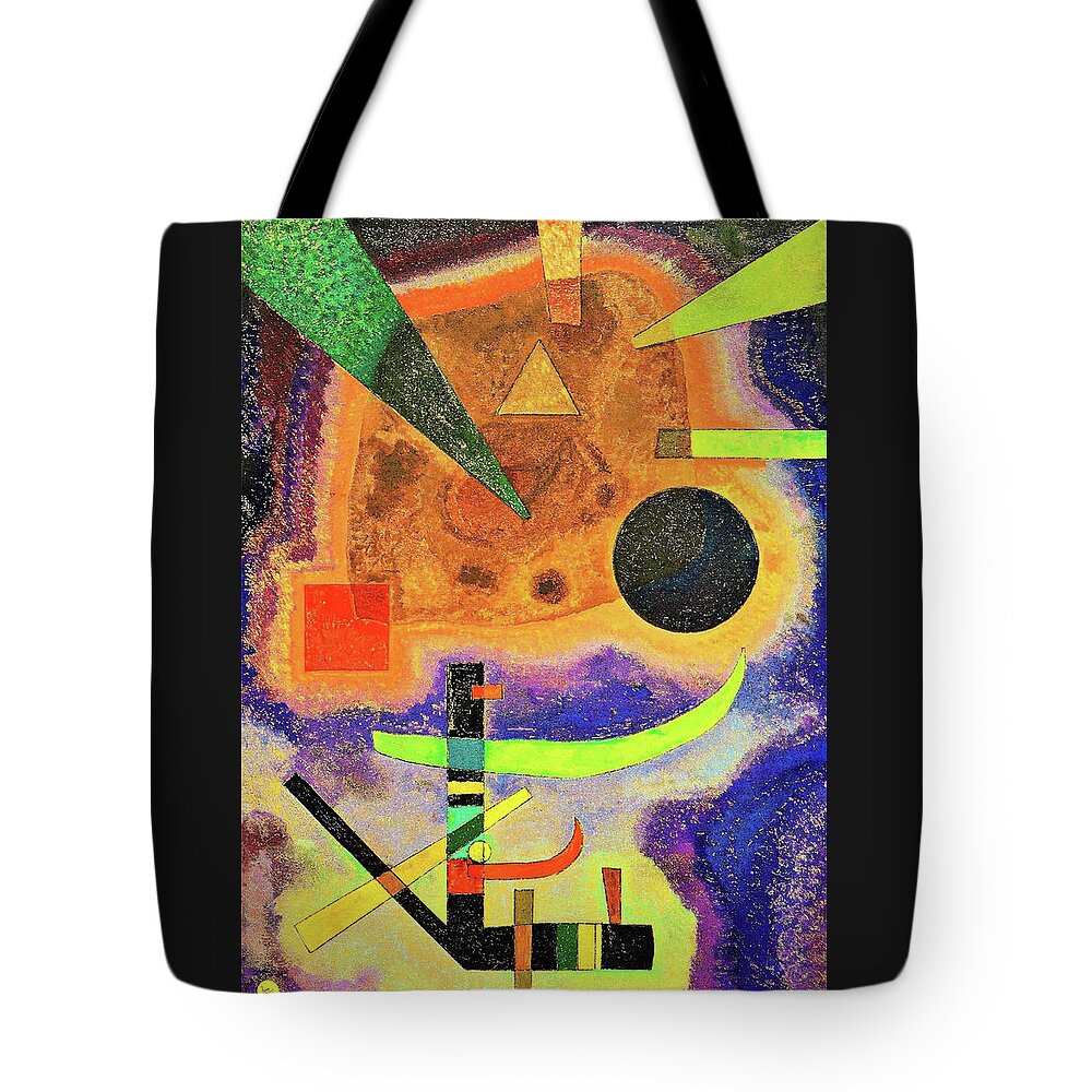 Three Elements Tote Bag featuring the painting Three elements - Digital Remastered Edition by Wassily Kandinsky
