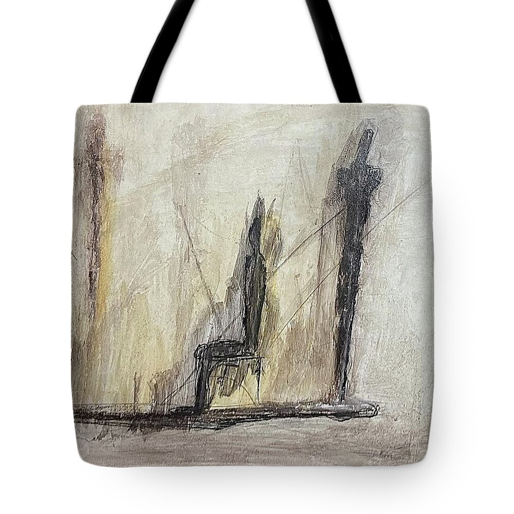 Drawing Tote Bag featuring the drawing Three figures minus one by David Euler