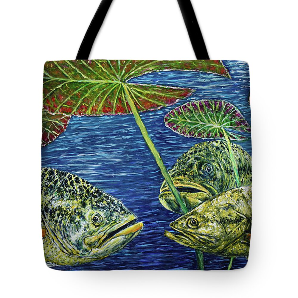 Bass Tote Bag featuring the painting Three Musketeers by David Joyner