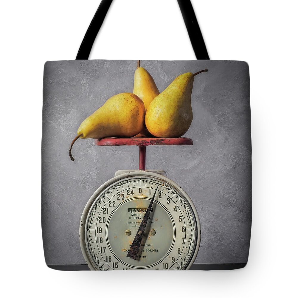 Pears Tote Bag featuring the photograph Three Pears by Sylvia Goldkranz