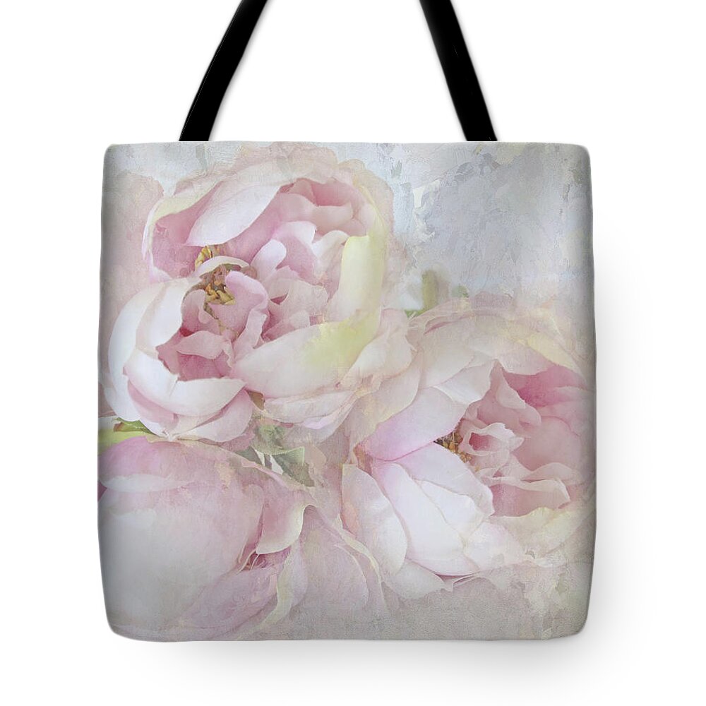 Flower Tote Bag featuring the photograph Three Peonies by Karen Lynch