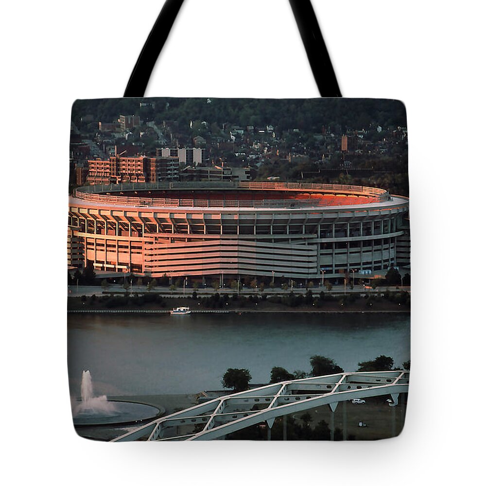 Three Rivers Stadium Tote Bag featuring the photograph Three Rivers Stadium by ARTtography by David Bruce Kawchak