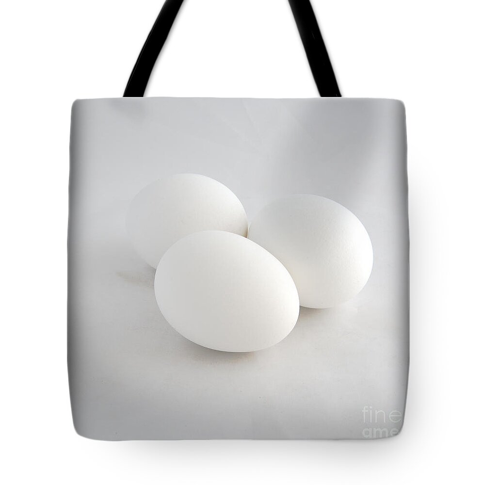 Eggs Tote Bag featuring the photograph Three White Eggs by Kae Cheatham
