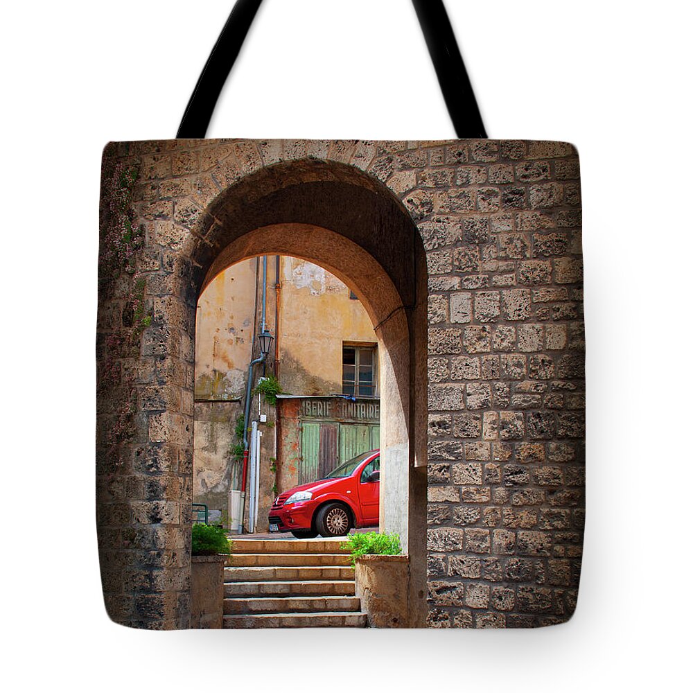 Grasse Tote Bag featuring the photograph Through the Arch - Grasse, France by Denise Strahm