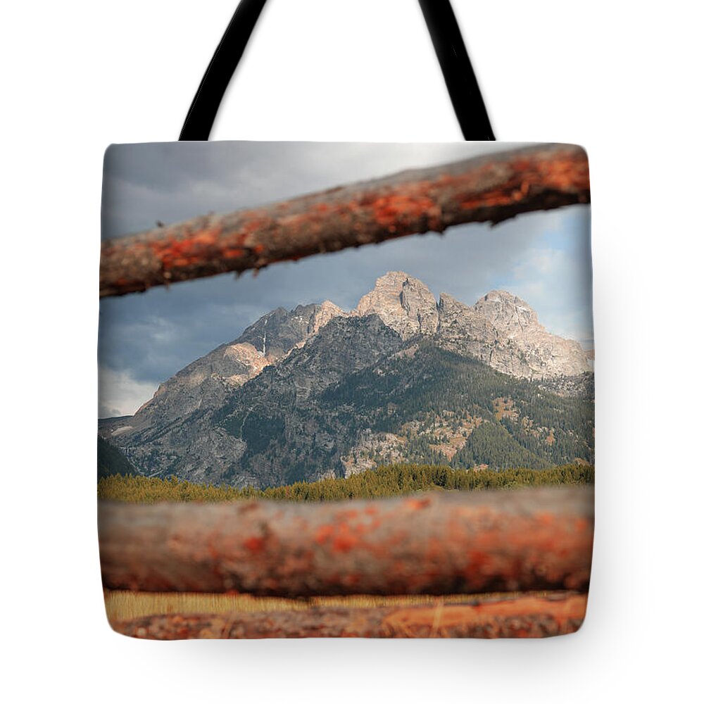 Mountain Tote Bag featuring the photograph Through the Fence by Go and Flow Photos