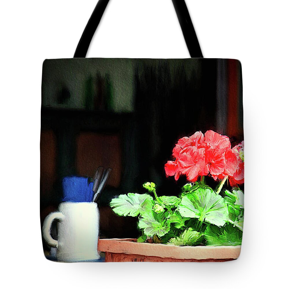 Restaurant Window Tote Bag featuring the mixed media Through the restaurant window, Germany by Tatiana Travelways