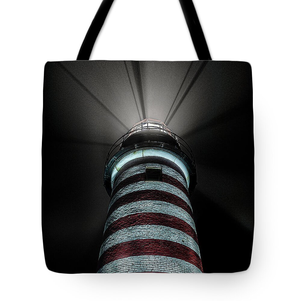 West Quoddy Head Light Tote Bag featuring the photograph Thru The Fog by Marty Saccone