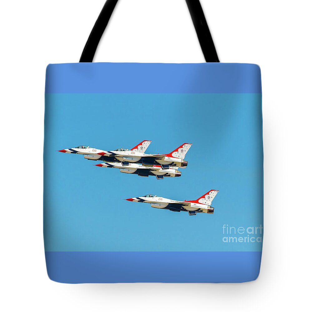 Usaf Tote Bag featuring the photograph Thunderbirds Gear Up Now by Jeff at JSJ Photography