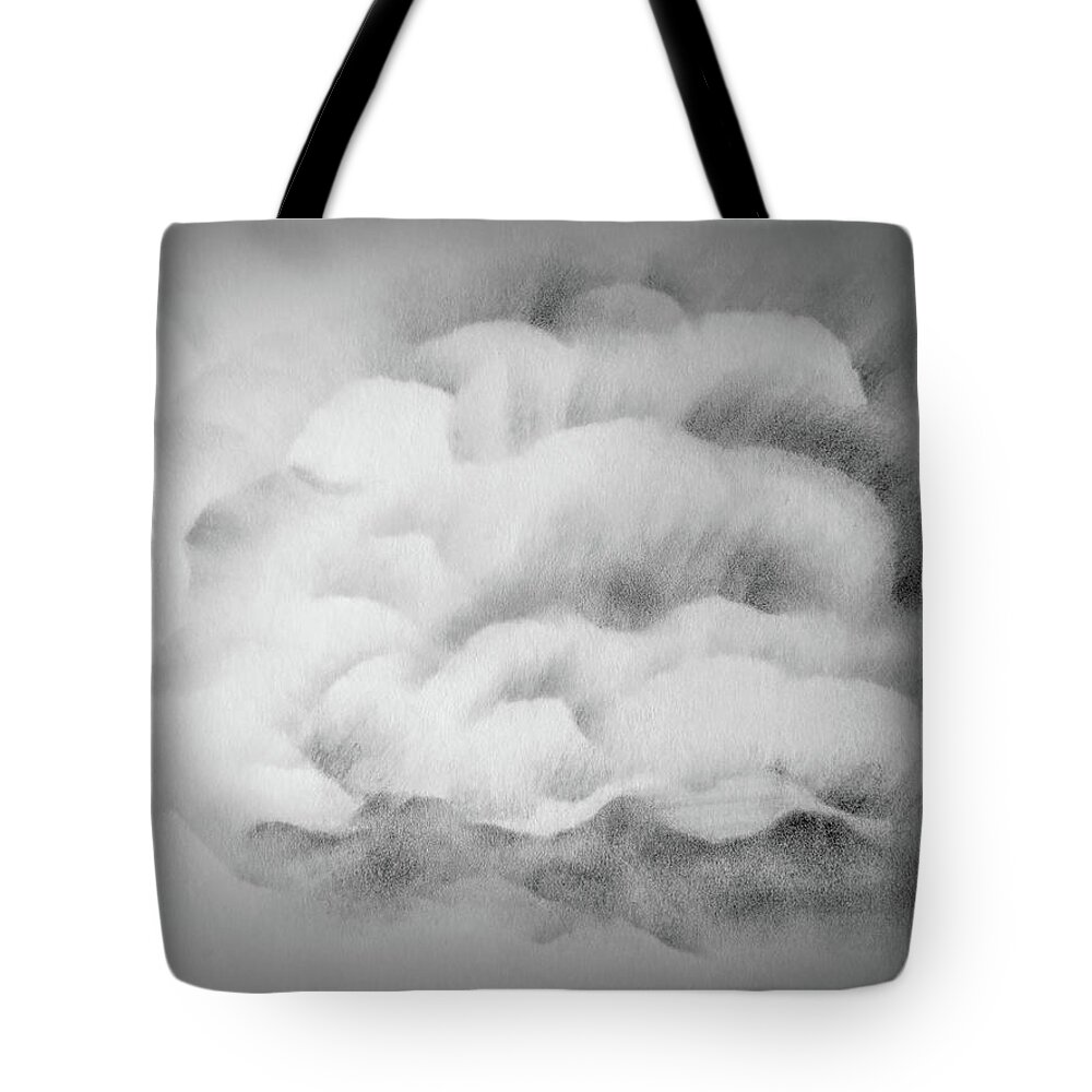 Cumulus Cloud Tote Bag featuring the drawing Thunderhead Above by Deborah League