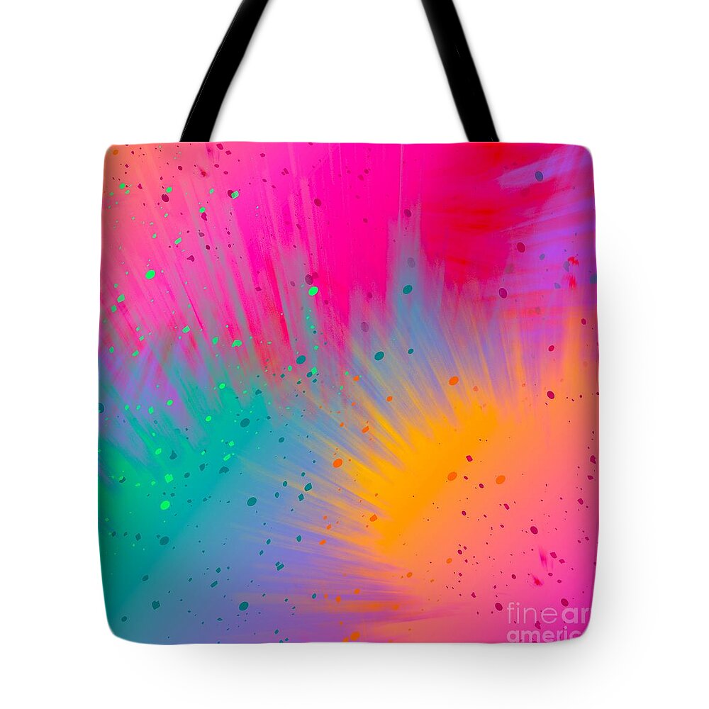 Colorful Tote Bag featuring the digital art Tiara - Artistic Colorful Abstract Carnival Splatter Watercolor Digital Art by Sambel Pedes