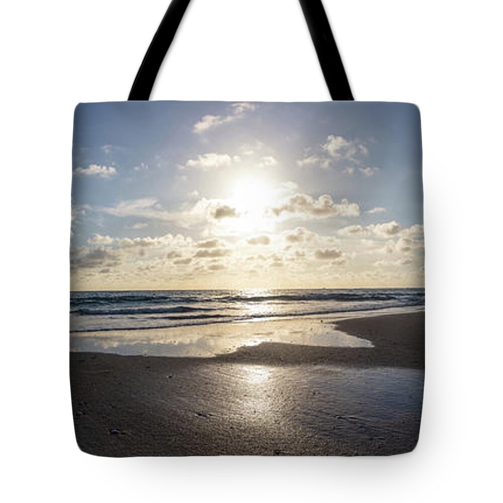 Clouds Tote Bag featuring the photograph Tidal Pools in Panorama by Debra and Dave Vanderlaan