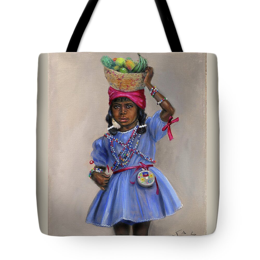Haiti Tote Bag featuring the painting Tifi Haiti by Jonathan Gladding