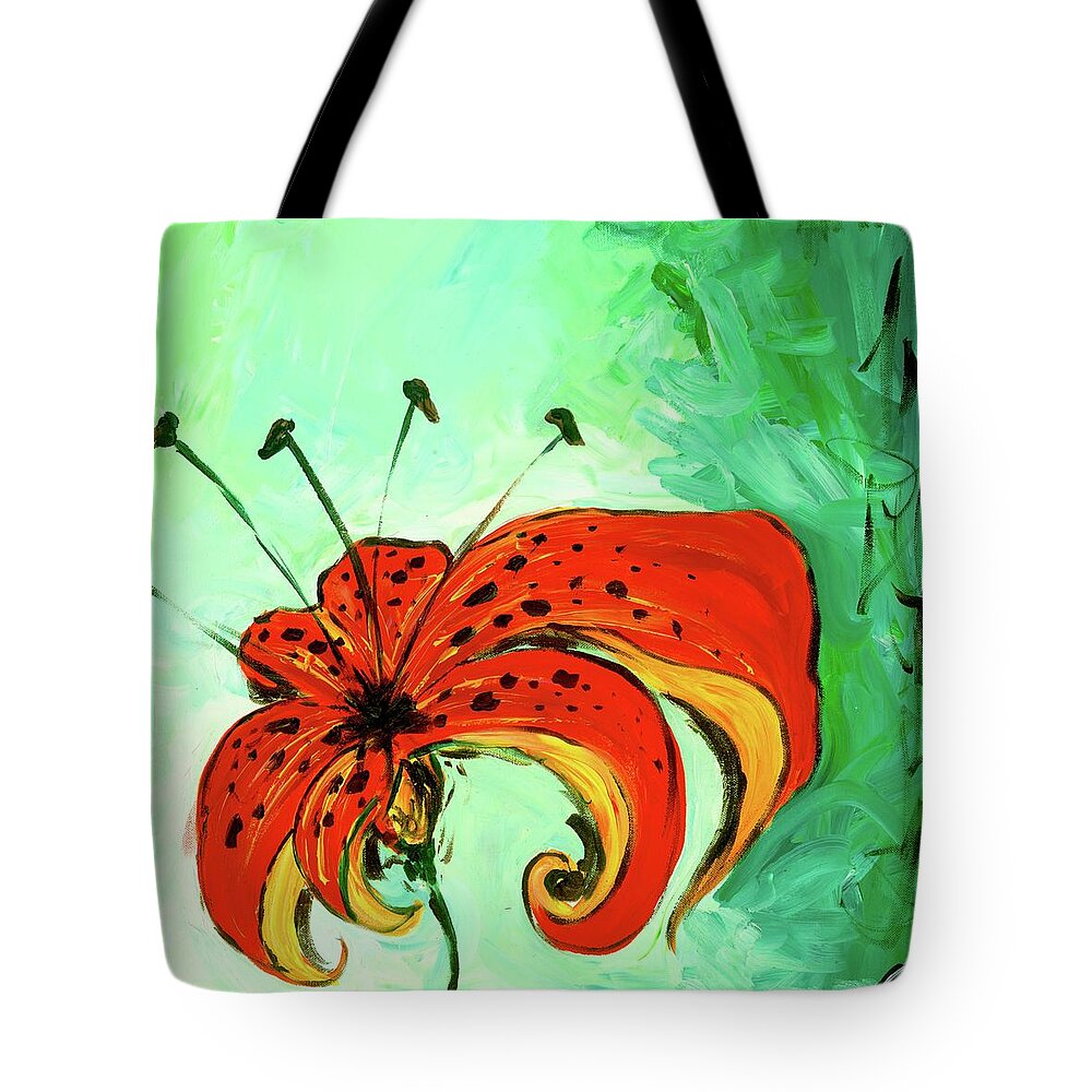  Tote Bag featuring the painting Tiger Lily by Britt Miller