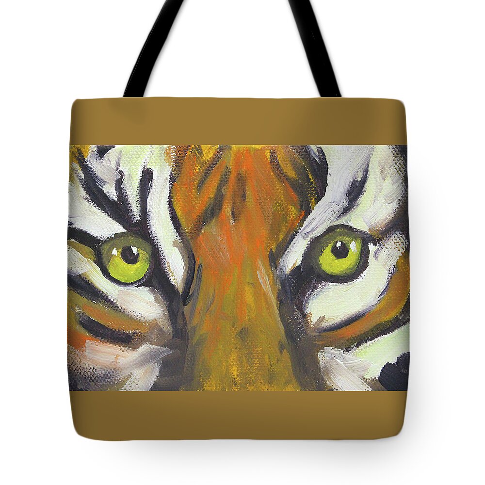 Tiger Tote Bag featuring the painting Tiger by Nancy Merkle