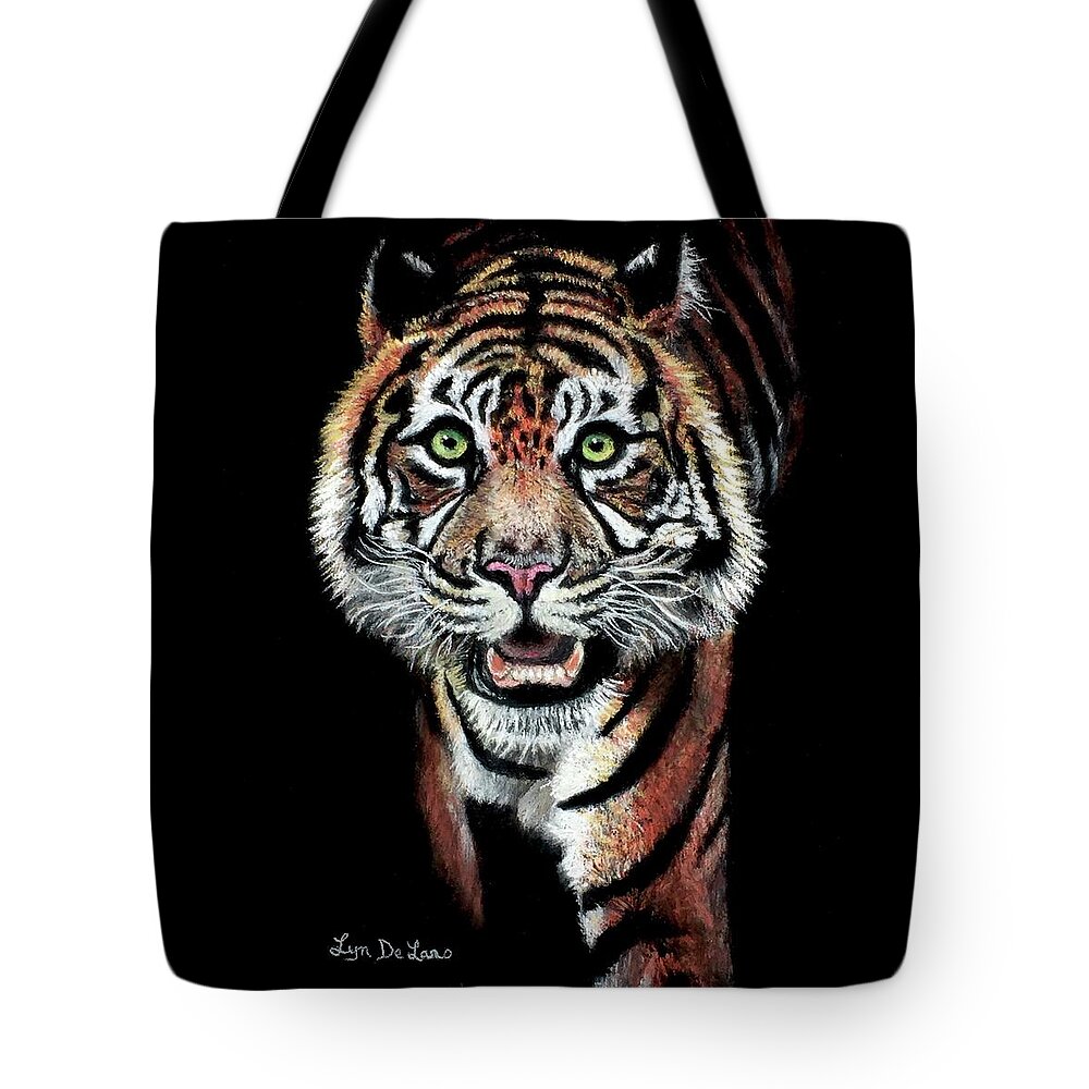 Tiger Tote Bag featuring the pastel Tiger Stripes by Lyn DeLano