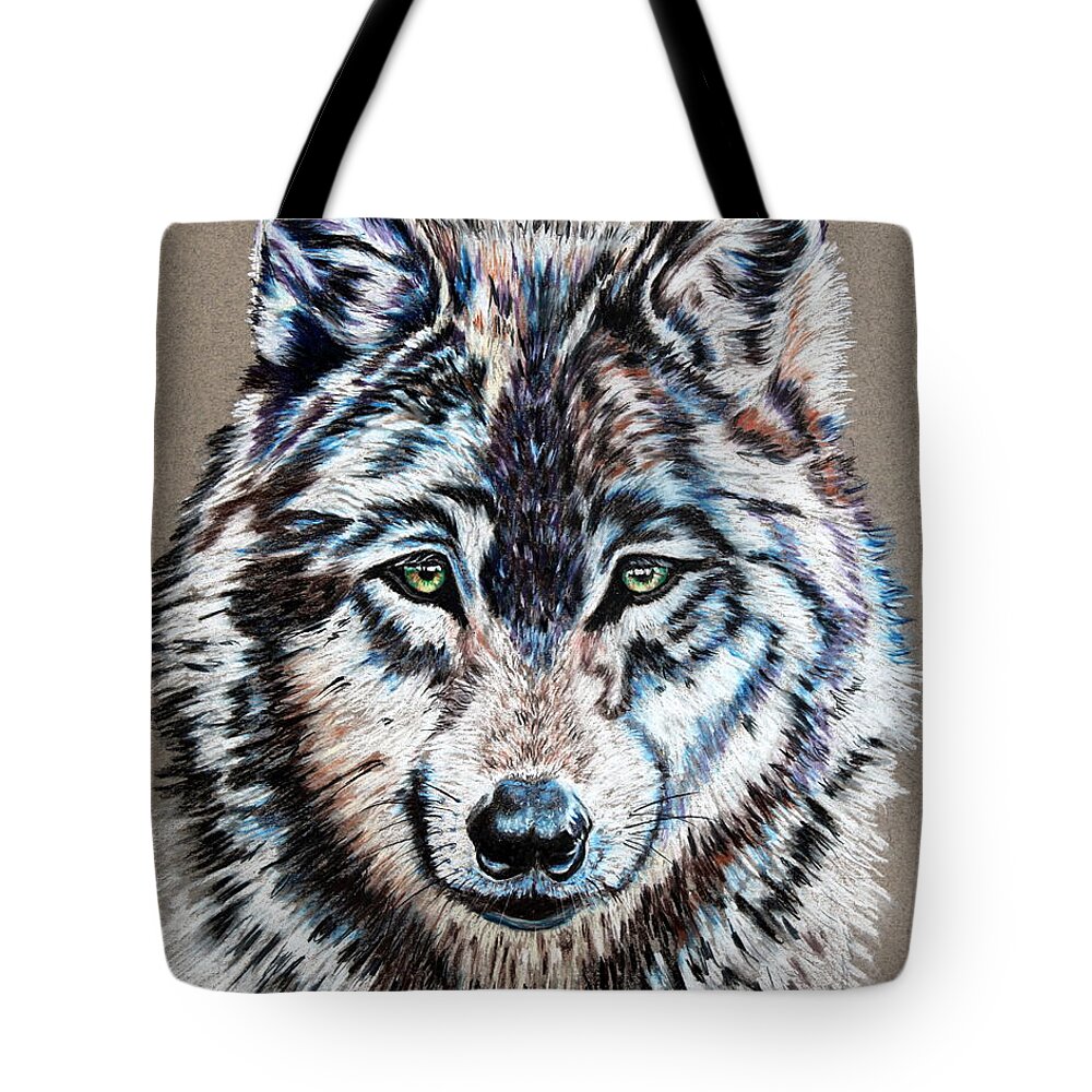 Wolf Tote Bag featuring the painting Timber Wolf by Maria Barry
