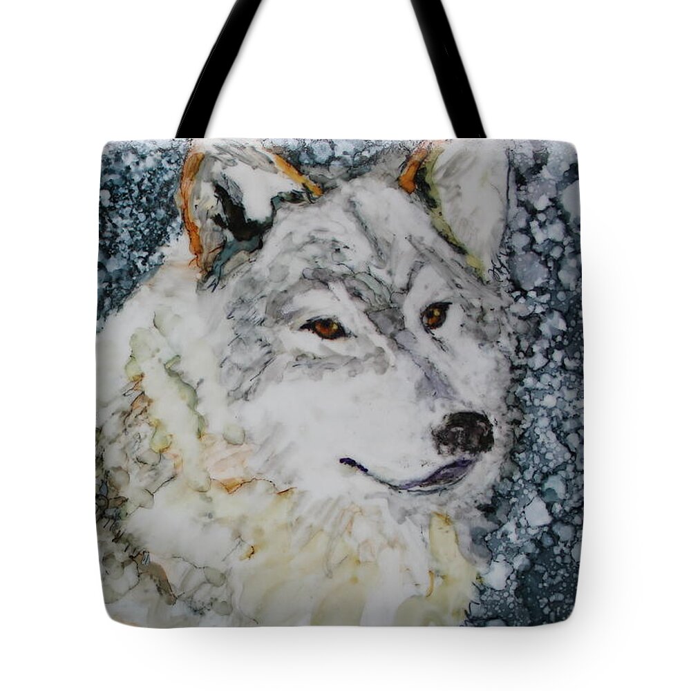 Wolf Tote Bag featuring the painting Timberwolf by Ruth Kamenev