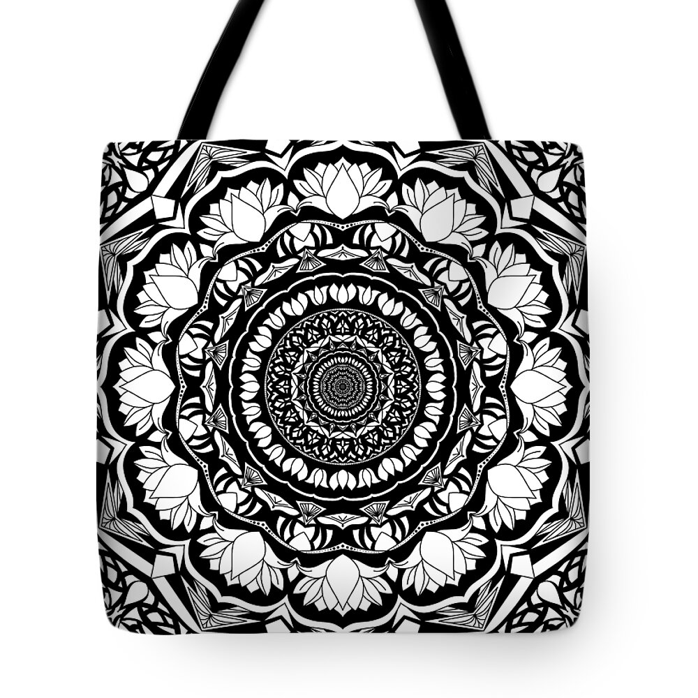Time Tote Bag featuring the digital art Time Before the Present Mandala by Angie Tirado