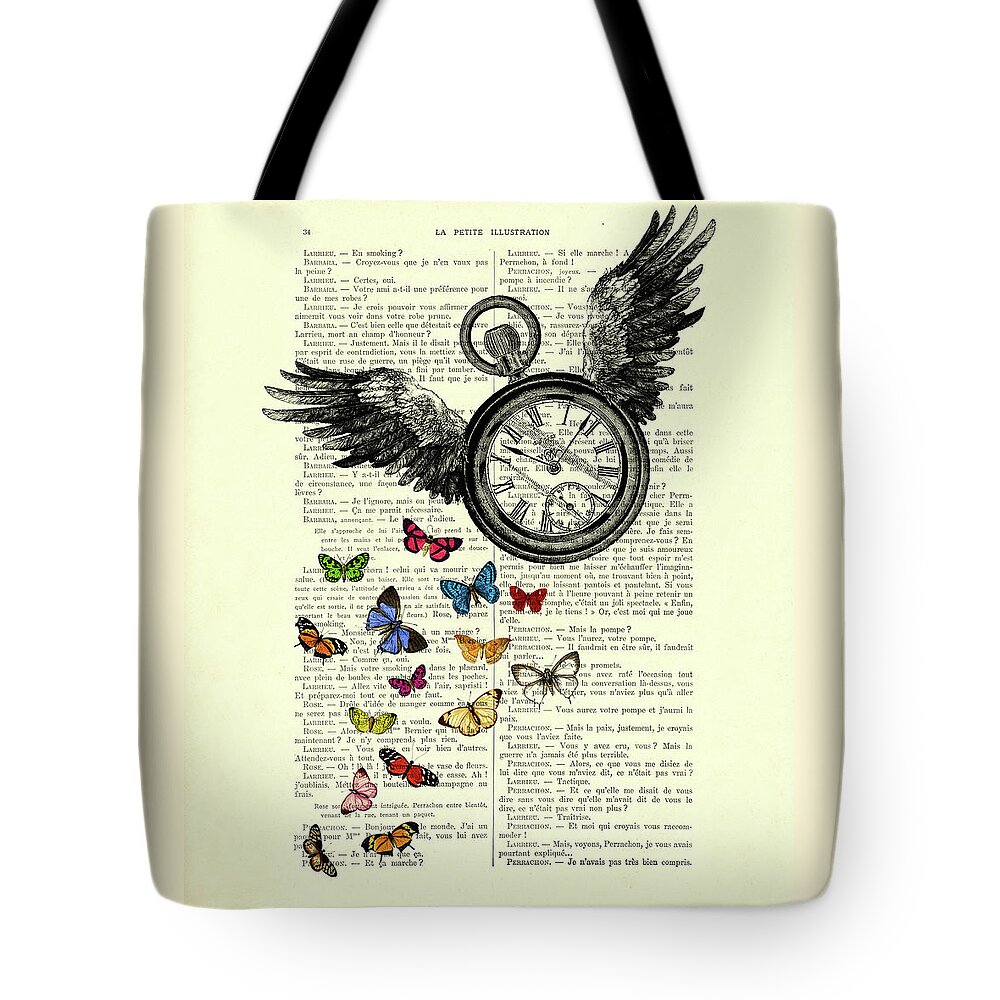 Time Flies Tote Bag featuring the digital art Time flies by Madame Memento