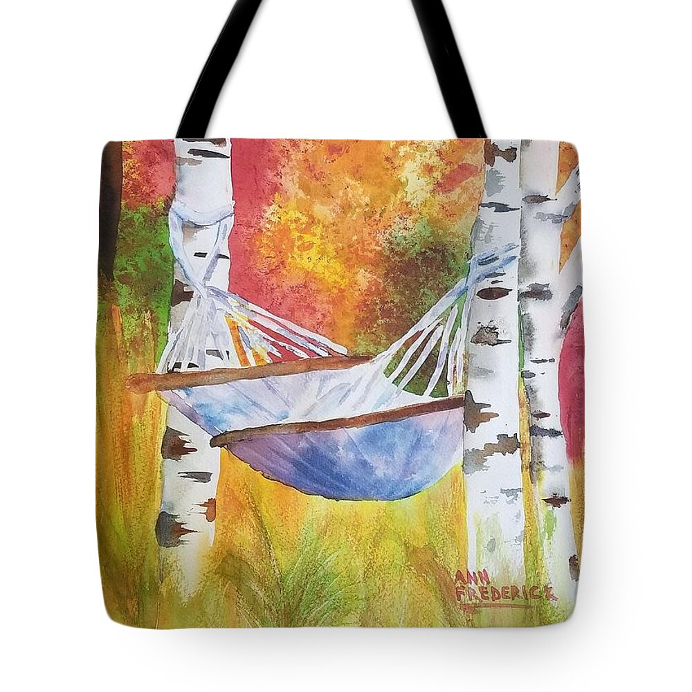Hammock Tote Bag featuring the painting Tims' Dream by Ann Frederick