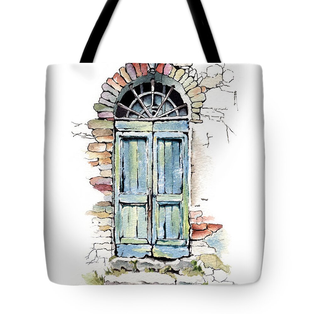 Doorway Tote Bag featuring the painting To Another World by Louise Howarth