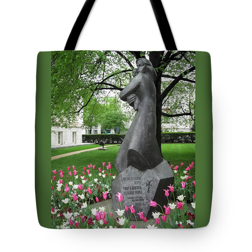 Sculpture Tote Bag featuring the photograph To the American People from a Grateful Armenian People by Mary Lee Dereske