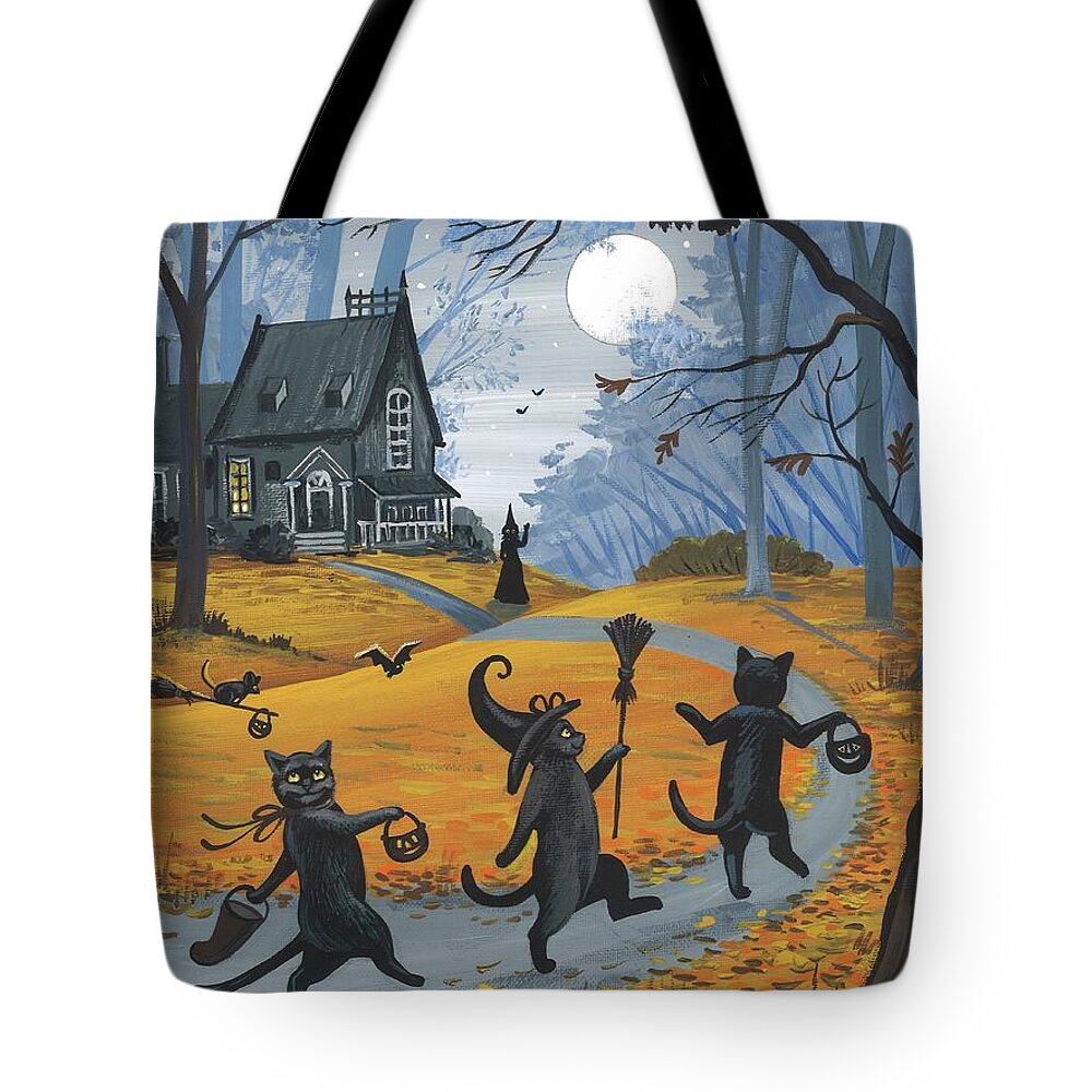 Print Tote Bag featuring the painting To The Witch's House We Go by Margaryta Yermolayeva