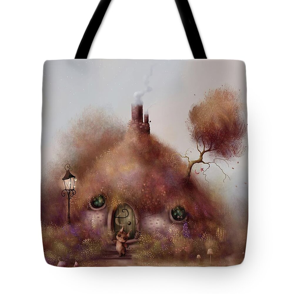 Troll Tote Bag featuring the painting Toadstools and Trolls by Joe Gilronan