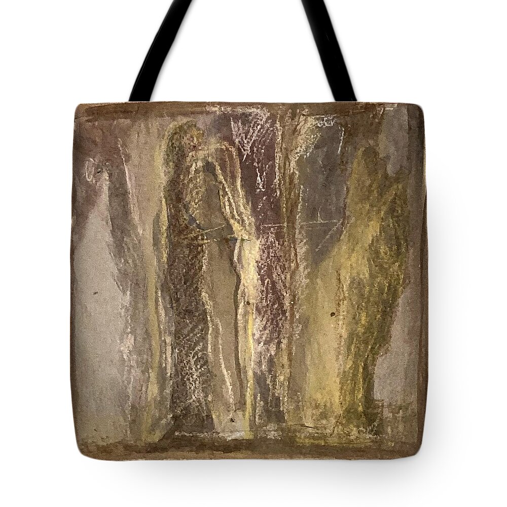 Couple Tote Bag featuring the painting Together and alone by David Euler