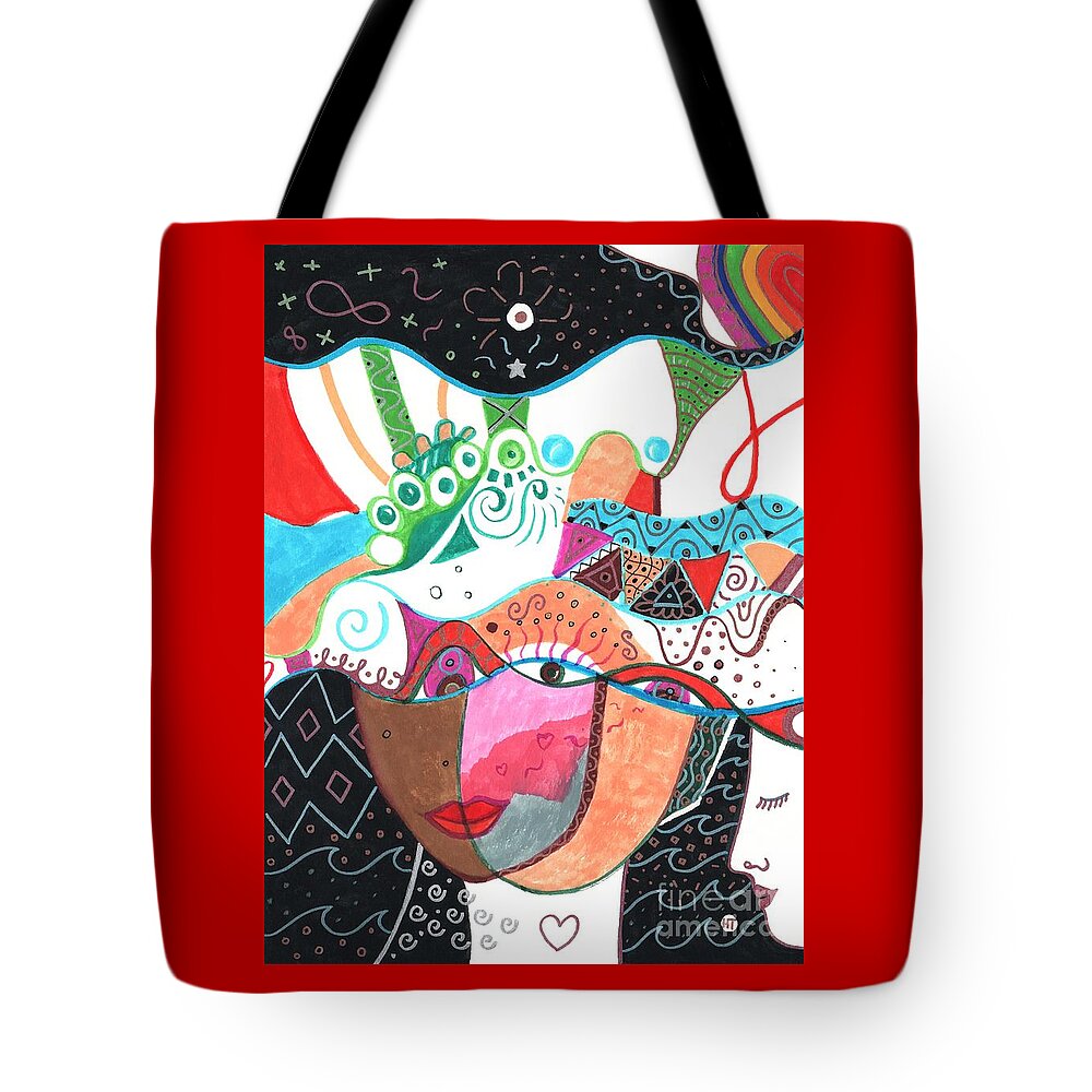 Together By Helena Tiainen Tote Bag featuring the drawing Together by Helena Tiainen