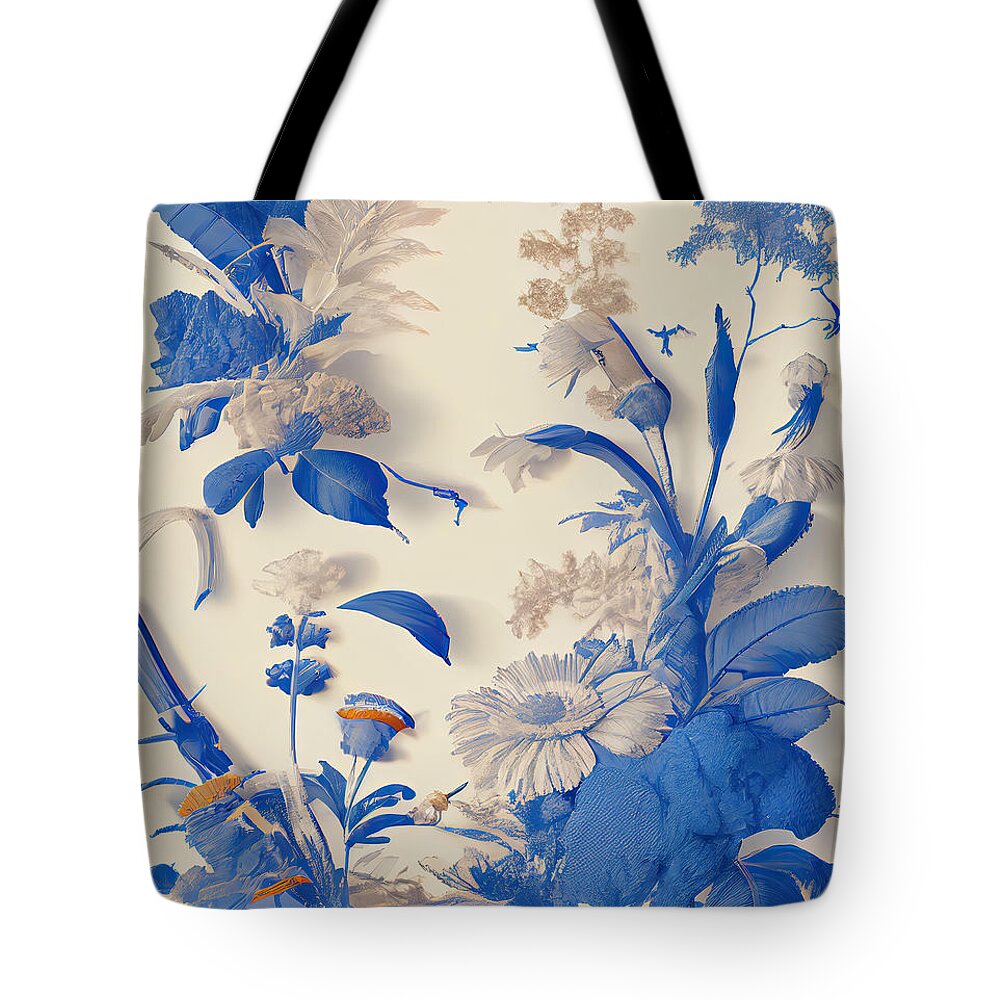 French Toile Fabric Tote Bag featuring the painting Living Toile I #1 by Mindy Sommers