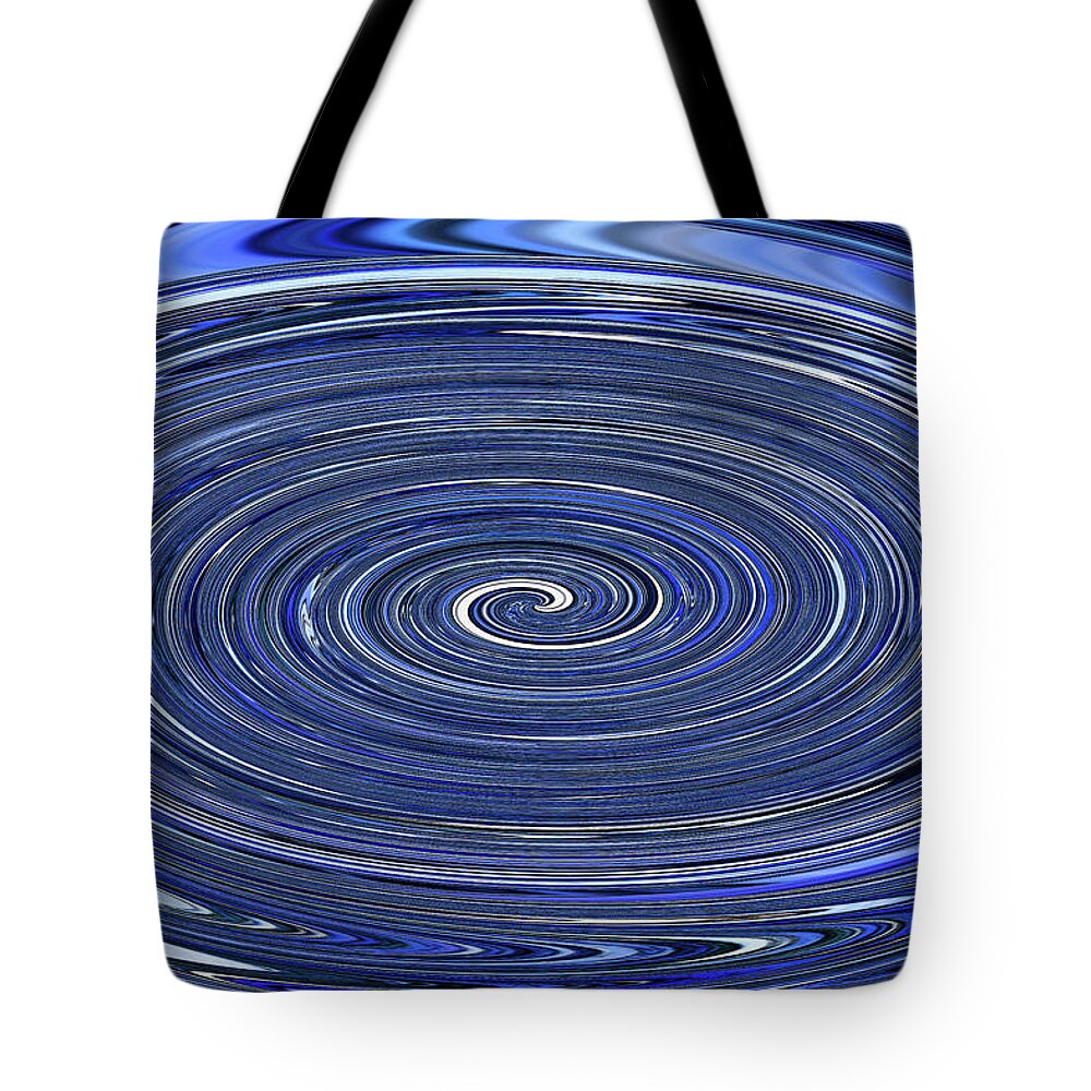 Tom Stanley Janca Blue Oval Spiral Abstract Tote Bag featuring the digital art Tom Stanley Janca Blue Oval Spiral Abstract by Tom Janca