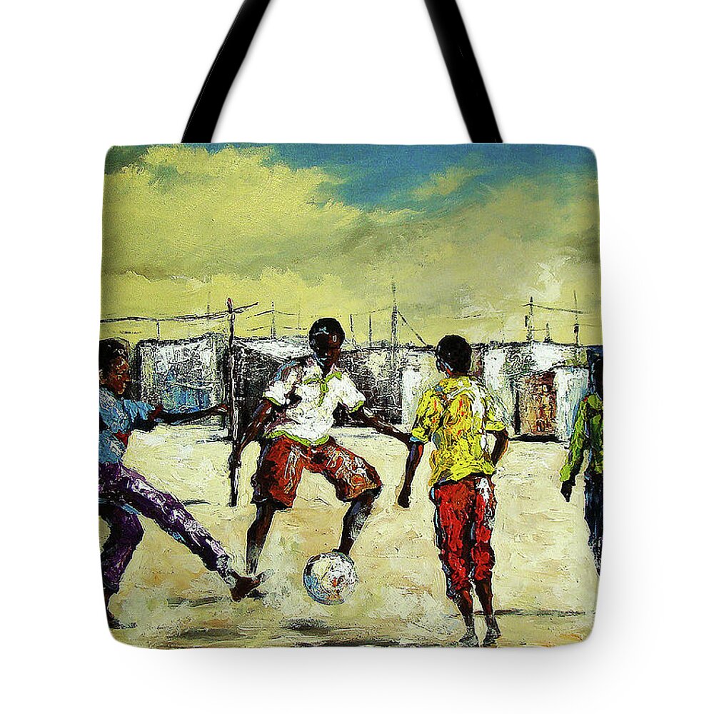  Tote Bag featuring the painting Tomorrow's Dreams by Berthold Moyo