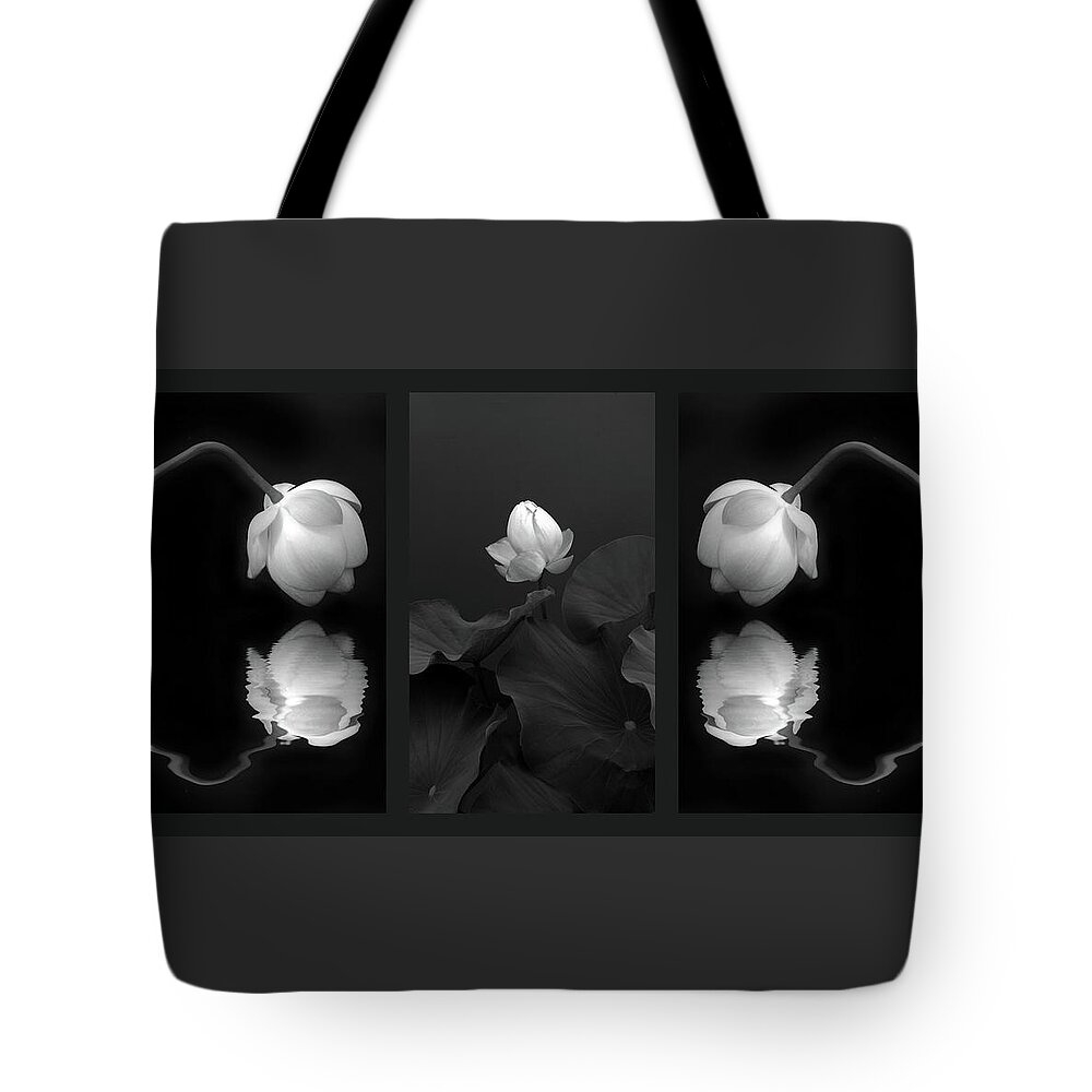Lotus Tote Bag featuring the photograph Tonal Study Triptych by Jessica Jenney