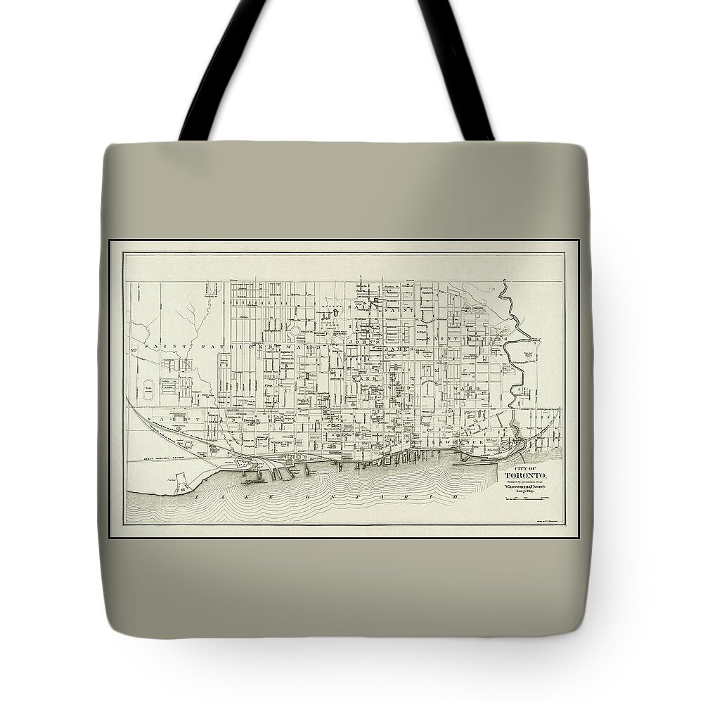 Toronto Tote Bag featuring the photograph Toronto Canada Vintage City Map 1880 by Carol Japp