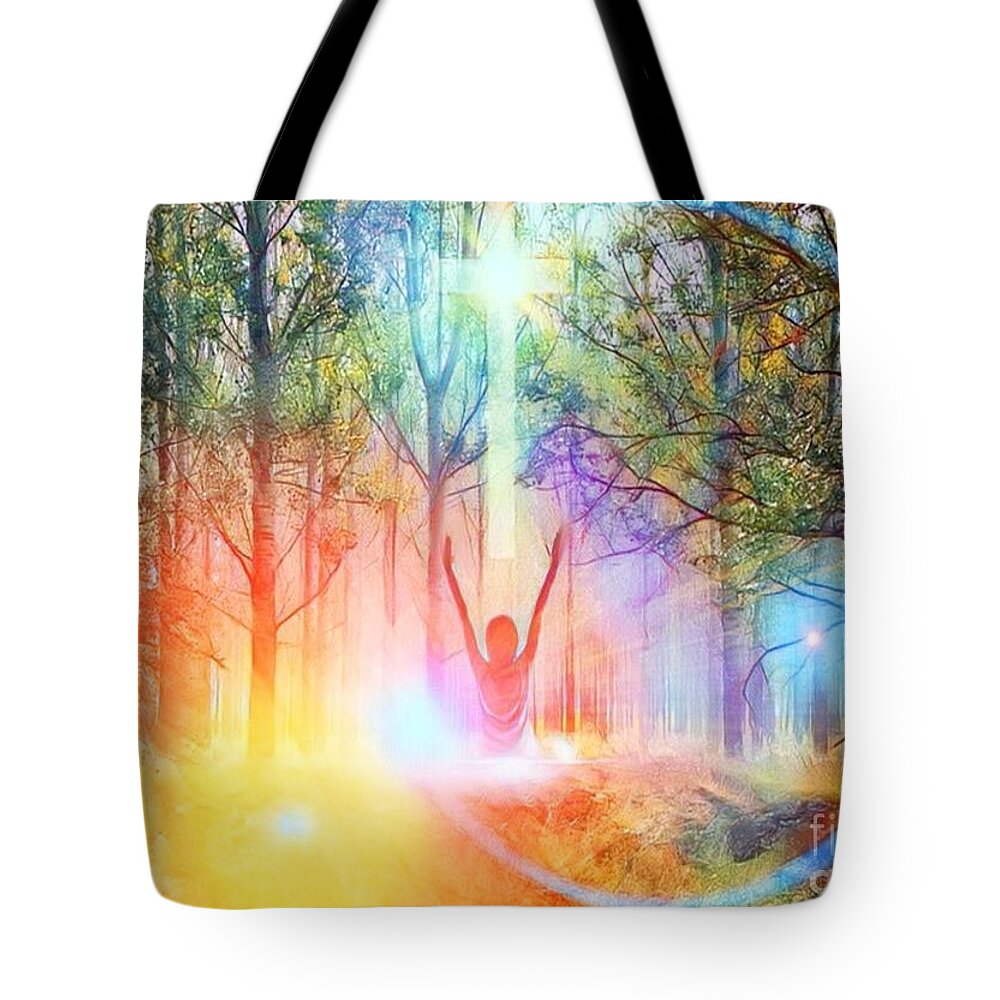 Prophetic Art Tote Bag featuring the mixed media Regeneration by Jessica Eli