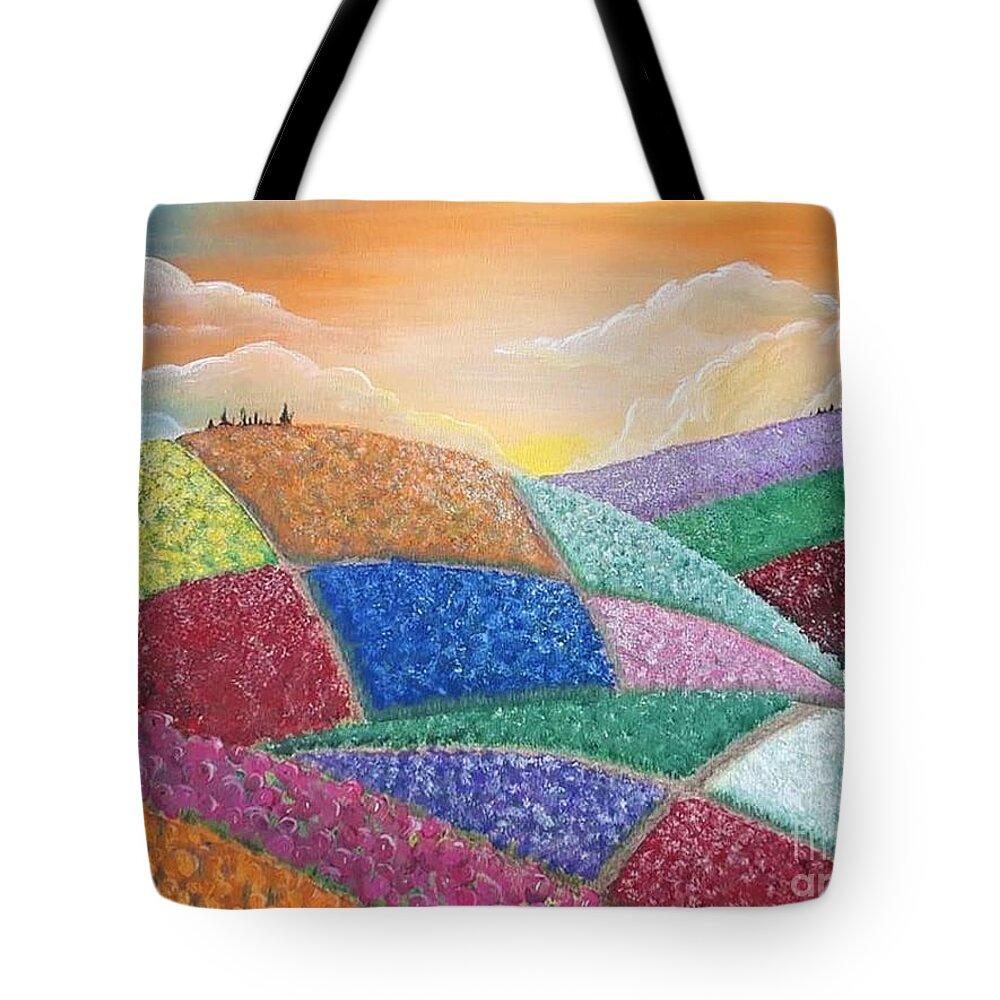 Tulips Tote Bag featuring the painting Tour Through the Tulips by April Reilly