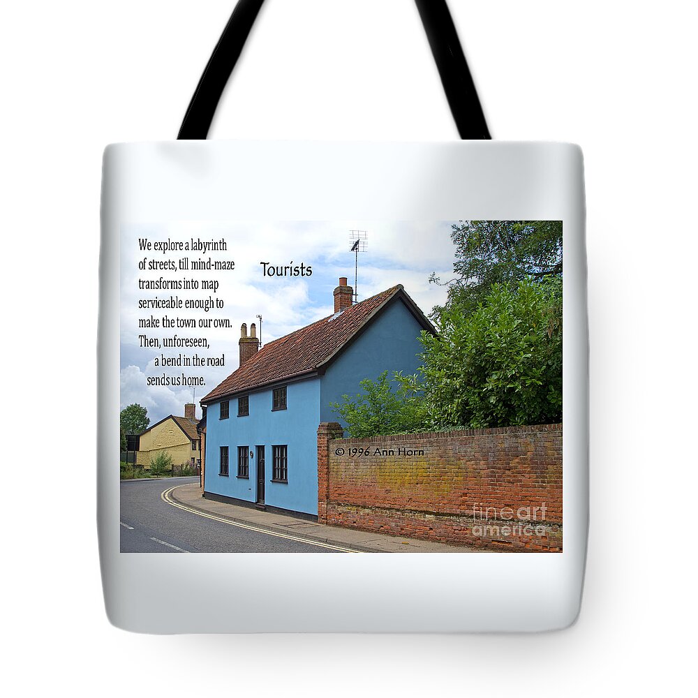 Poem Tote Bag featuring the photograph Tourists by Ann Horn
