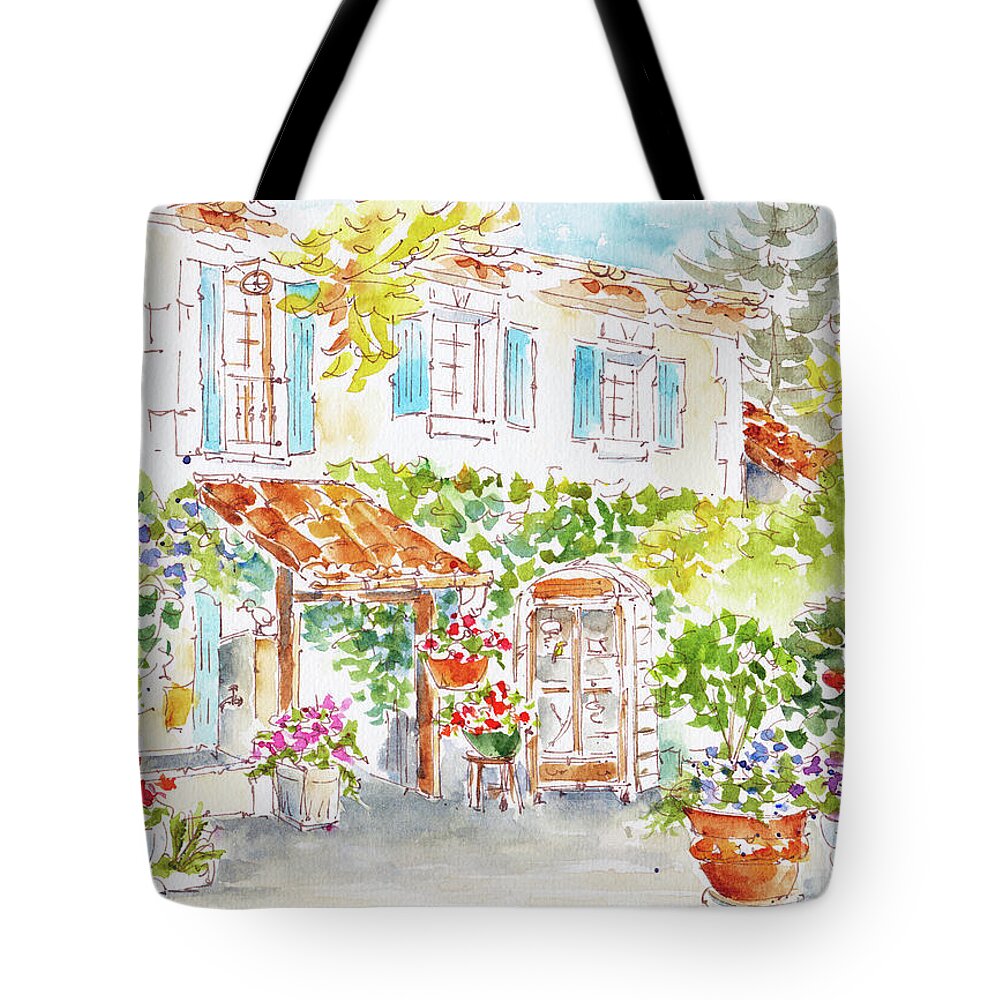 Impressionism Tote Bag featuring the painting Towards The Office Mas St Antoine by Pat Katz
